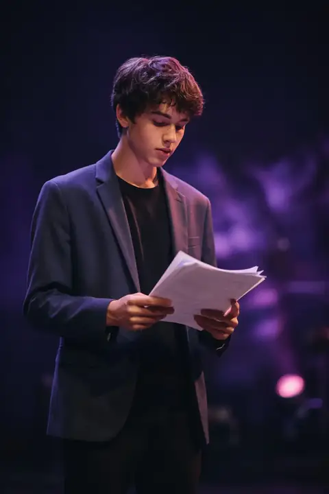 Actor in warm stage light